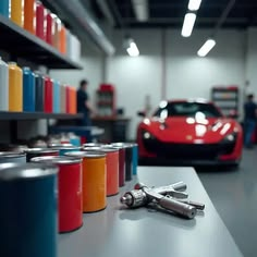 Detalle ilustrativo de insumos de pintura automotriz